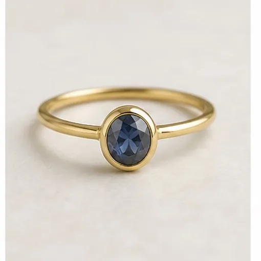 Rose-Cut Sapphire Ring — 9k Gold